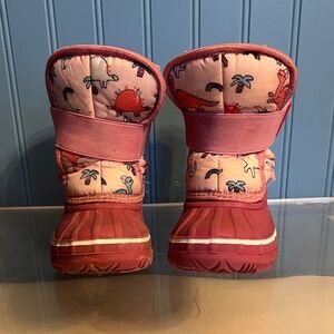 Toddler Pink Dinosaur Snow Boots, Size T9